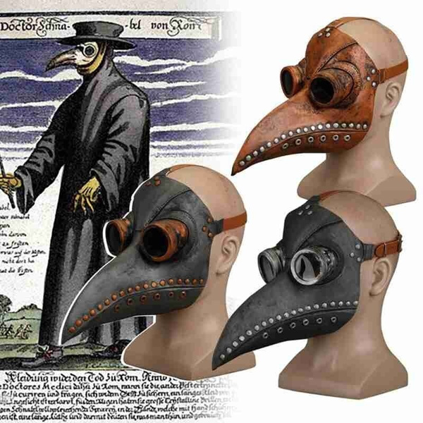 Rivet Plague Doctor Mask Steampunk Long Nose Cosplay Bird Beak Latex ...