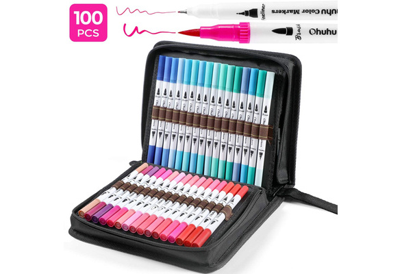 100 Colors Marker Pens, Double Point Art Markers Set, Fine and Broad T –  hhhouu