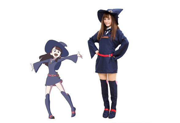 Traje de fantasia cosplay da pequena bruxa academia akko kagari