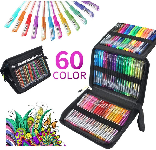 48-120 Pack Glitter Gel Pens Set 24-60 Colored Gel Pen Markers with 24-60  Colorful Refills (40% More Ink), for Kids Adults Coloring Books Drawing  Note taking Writing Doodling Scrapbooking
