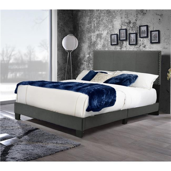 Royale Gray Velvet Upholstered Bed Full Wish