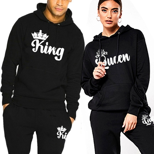 king and queen moletom com capuzs