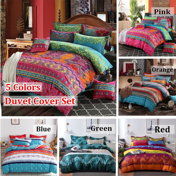 Bohemian Duvet Cover Set King Size Boho Printed Bedding Set Kingsize Microfiber Indian Quilt Covers With Zipper Closure And 2 Pillowcases Baby Single Twin Double Full Queen King Size Wish