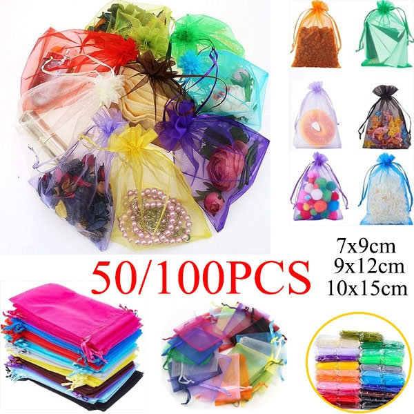 LUXURY 10x15cm Organza Gift Bags Pouches XMAS Wedding Party Candy Favours 