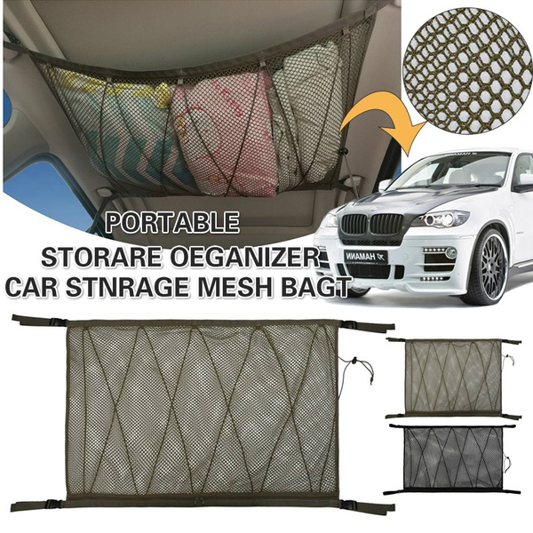 Car Roof Storage Organizer Automotive Ceiling Cargo Net Pocket