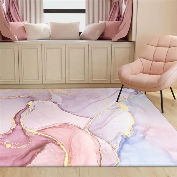 ALAZA Pink Marble Watercolor Abstract Collection Area Mat Rug Rugs for Living Room Bedroom Kitchen 2' x 6'