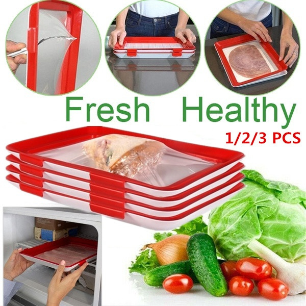 1/2/3 PCS Clever Tray Food Plastic Preservation Tray Kitchen Items Food  Storage Container Set Food Storage Microwave Cover