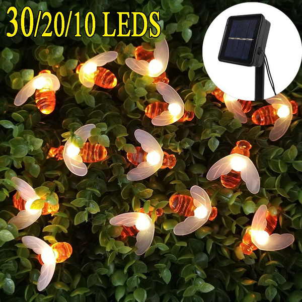 30/20/10LED New Style Solar/Battery Honey Bee Light String Garden ...