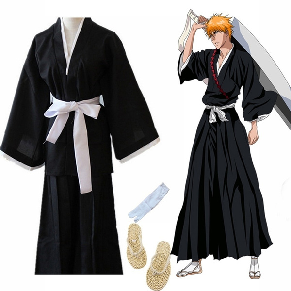 Oriental Japanese Traditional Kimono Samurai BLEACH Kurosaki Ichigo ...