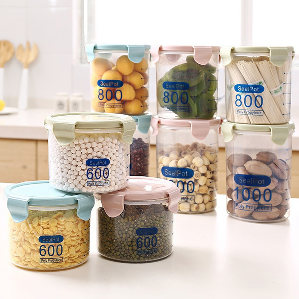 Kitchen Plastic Food Storage Container With Lids Sealing Pot Milk Powder Jar 