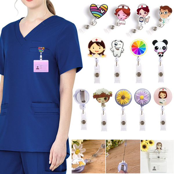 1Pcs Cute Cartoon Retractable Pull Badge Reel Student Nurse Doctor  Exihibiton ID Lanyard Name Card Badge Holder Office Supplies
