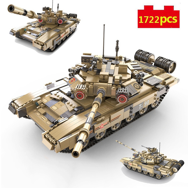 Model Tank Diy Blocks Military Series World War Russian Army Armored forces T-90 main battle ...