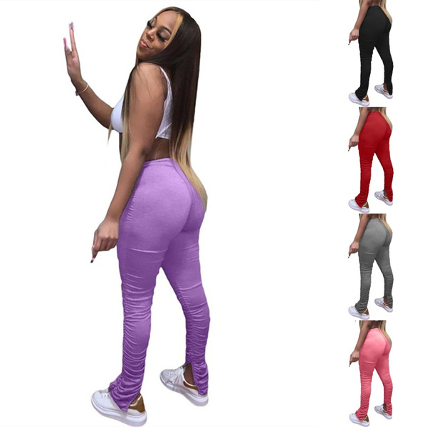 XS-2XL Stacked Leggings Joggers Stacked Sweatpants Women Ruched