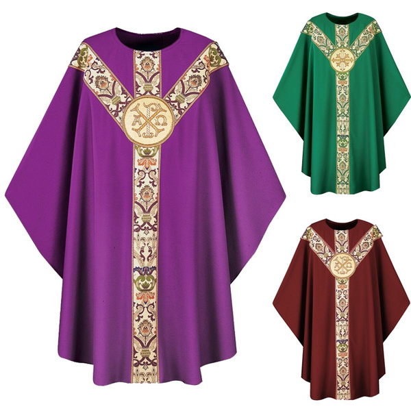 Men's Gothic Chasuble Vestments Priest Costume Celebrant Catholic ...