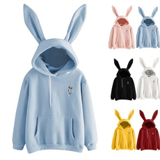 cute, Fleece, hooded sweater, rabbitearphonesweater