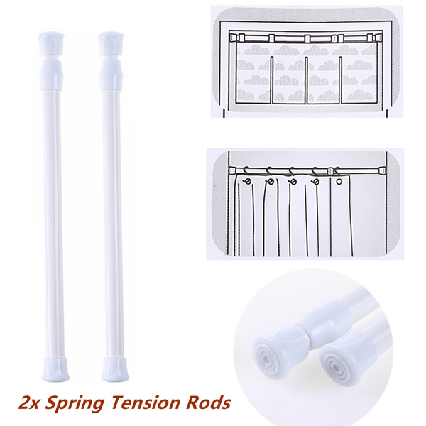 2PCS Tension Rod Spring Curtain Rods Expandable Curtain Rod Spring Loaded  Curtain Rods Tensions Rod Short Spring Tension Rod