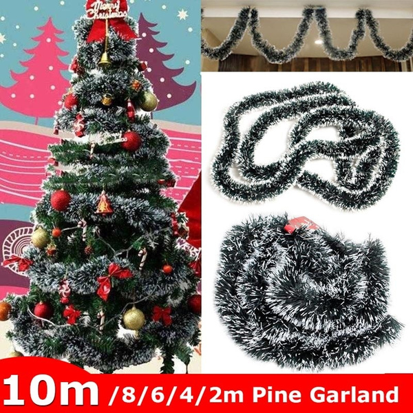 Christmas Party Pine Garland Ribbon String Xmas Tree Hanging Ornament Decoration 