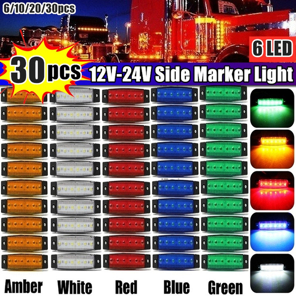 NEW 30/20/10/6/2Pcs 12V24V 6 LED Waterproof Side Markers Indicator