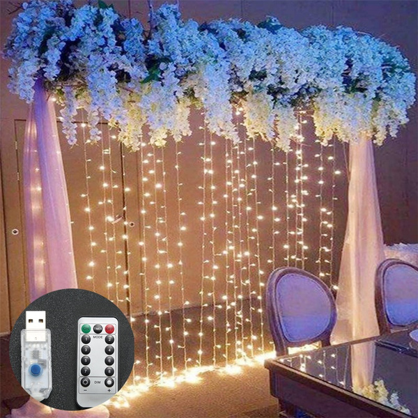 Twinkle Star 300 LED Window Curtain String Light Outdoor Indoor Wall Decorations 
