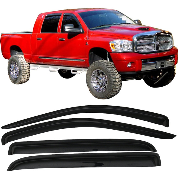 Smoke/Tinted In-Channel Window Visors For 2006-2009 Dodge Ram 2500 Mega Cab - 4pc Set, Acrylic Rain Guards