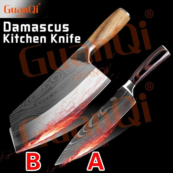 High Quali Chef Knife, 8 Professional Japanese Stainless Steel Kitchen Chef  Knife Imitation Damascus Pattern Sharp Slicing Gift Knife From Friend1205,  $6.51