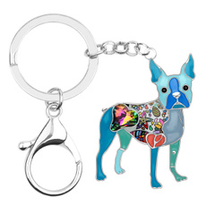 bostonterrierdogkeychain, keychainsforwomen, Rhinestone, fashionkeychainaccessory