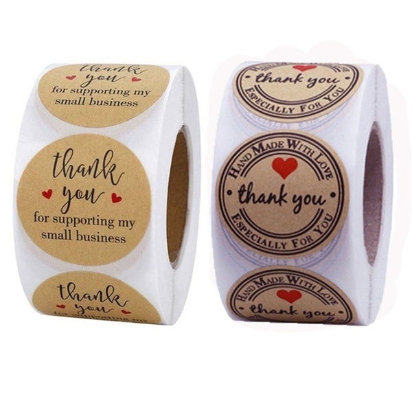 1.5" Round Kraft Thank You Business Stickers Labels for Supporting My ...