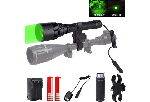 Details about   Tactical Green LED Flashlight Coyote Hog Pig Predator Hunting Torch Scope Mount 