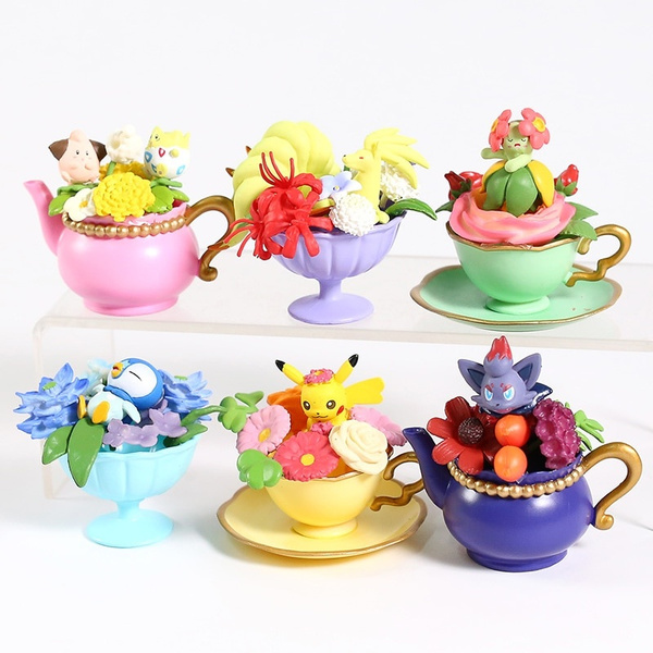 New Monster Togepi Clefairy Bellossom Ninetales Piplup Zorua Floral Cup Series Vol 2 Collection Figures Toys 6pcs Set Collection Wish