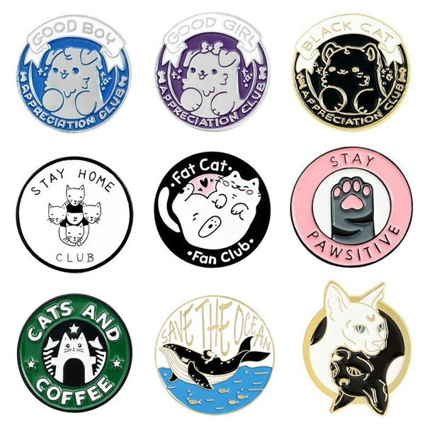 Cat Heart Badge, Enamel Brooch, Gift Ideas, Pins Cats