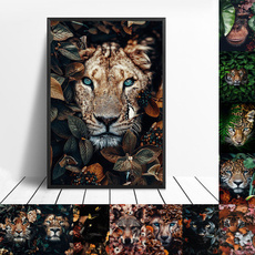 Tiger, Flowers, art, picturesforlivingroom