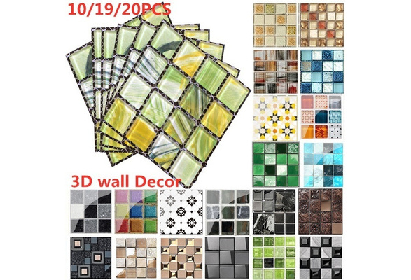 20pcs/set 3D DIY Waterproof Self Adhesive Wall Stickers Mosaic ​Tile Decal