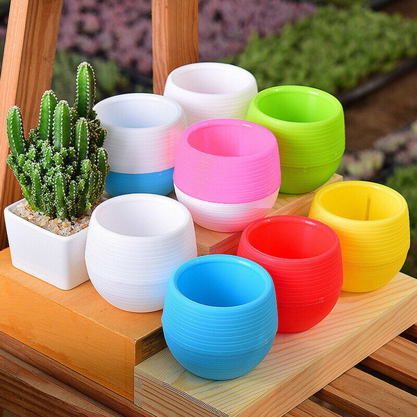 Round Plastic Flower Pot Plant Planter Garden Home Office Decor Cute Pots Planters Wish Round Plastic Flower Pot Plant Planter, Large Round Plastic Pots For Plants