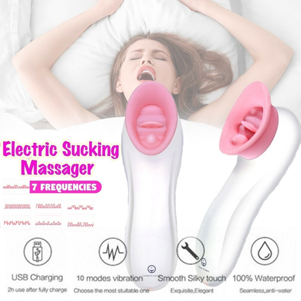 Cordless Electric Sucking Breast with Tongue Licking Nipple Massager Female  Body Massage Device with USB Cable Sex Toy