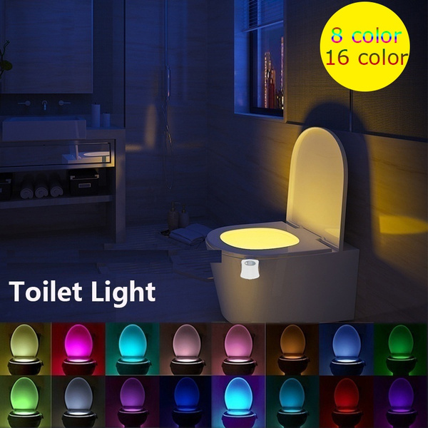 8 or 16 Colors Human Motion Sensor Toilet Light Bathroom Night
