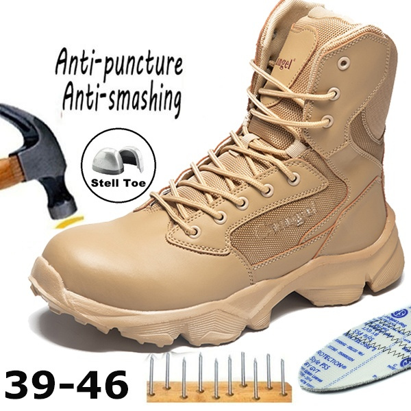 Men's Site Boots Steel Toe Military Boots Anti Puncture Safety Shoes ...