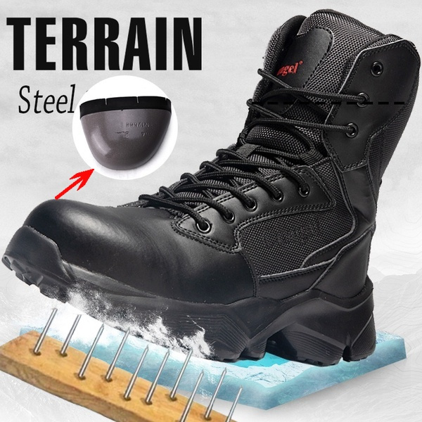 Men's Site Boots Steel Toe Military Boots Anti Puncture Safety Shoes Labor Shoes Combat Boots