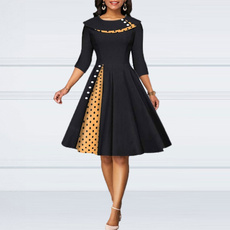 Turn-down Collar, Pins, Cocktail Party Dress, Dress