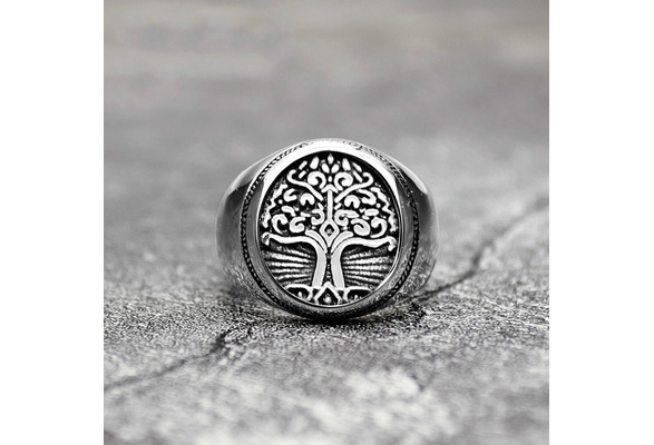 Mens Ring Mens Rings Silver Tree Of life Ring Religious Viking Ring Stainless Steel Ring Tree of Life Signet Ring Tree Of Life Ring