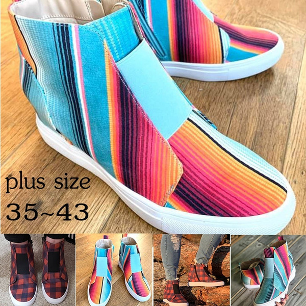Moda mujer plataforma zapatillas de deporte casuales zapatos de cuña  ocultos mocasines con cremallera lateral botines de talla grande 35-43 |  Wish