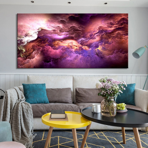 (Variety) Abstract creative color cloud landscape HD canvas art oil ...