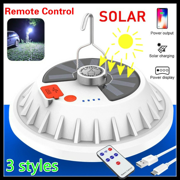 Solar LED Camping Lantern Remote Control Light Bulb USB