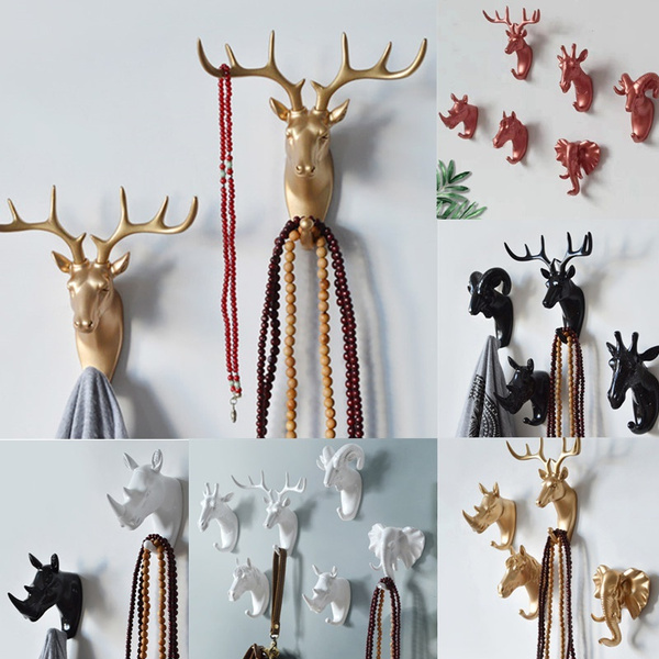 3D Animal Head Wall Hooks Hanger Coat Hat Key Chain Hanging Rack Home Art  Decor