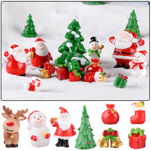 Micro Landscape Christmas Figurines Santa Claus Xmas Tree Miniature Snowman 