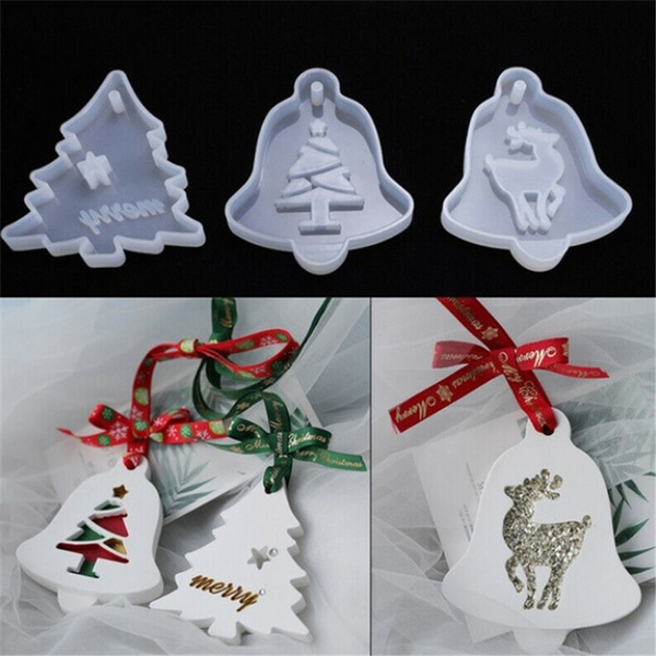 Resin Epoxy Mould Mold Casting Christmas Hanging Tag Craft Tool Silicone Jewelry 
