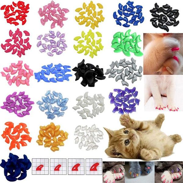 20Pcs Soft Plastic Colorful Cat Nail Caps Paw Claw Protector Cover with
