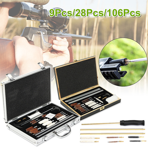 9Pcs Set Universal Gun Cleaning Handgun Shotgun Rifle Kit All Guns Clean Brush 