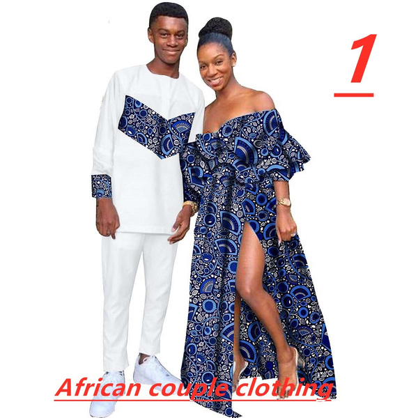 African Clothes for Couples Bazin Riche African Dresses for Women Dashiki Men Sets Matching Clothes for Couples