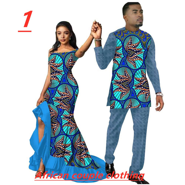 African Couple Outfits Men and Women Matching Clothing Wear Wedding Party  Wax Print Fashion Design Traditional