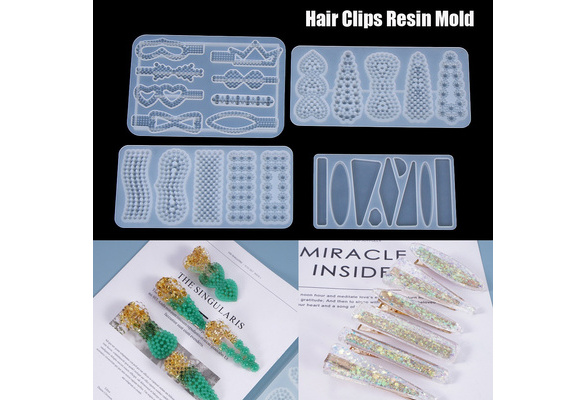 iSuperb Hair Clip Silicone Resin Molds, 10 Pcs Jewelry Mold Set DIY Pearl Hair Pin Epoxy Resin Casting Mold for Girl Women Hair Barrettes, Pendant, Ke